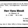 Meedt Hans 1903-1978 Todesanzeige